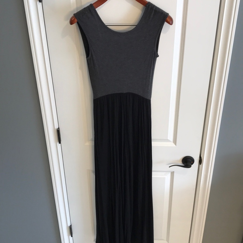 Anthropologie Gray and Black Maxi Dress.